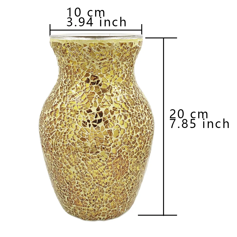 Glass Vases Manufactures Wholesale Home Table Decorative Flower Vases Modern Golden Crack Glass Flower Vase