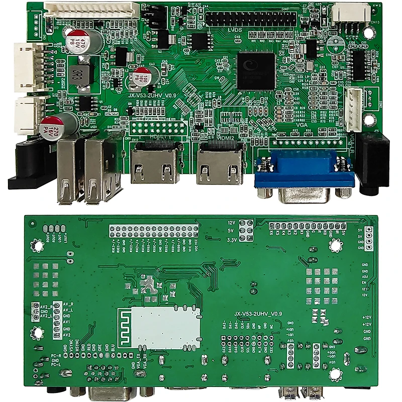 JX-V53-2UHV High-definition LCD display driver board for monitoring 2*HD-MI+2*USB+VGA+Built-in two AVs can be inverted