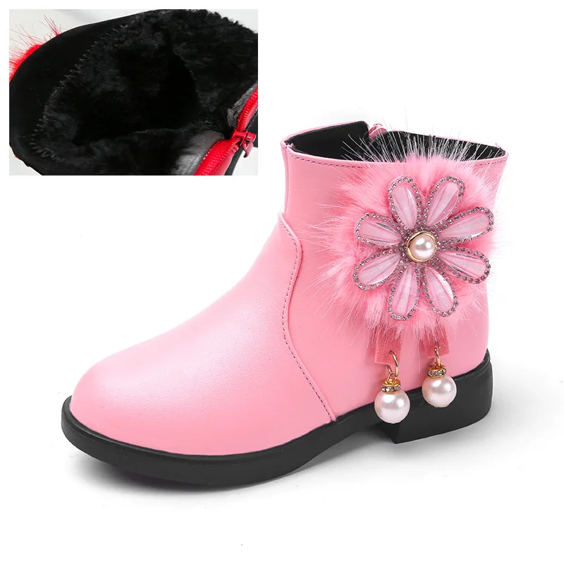 Детская обувь, короткие ботинки для девочек, осень и зима 2020, новые милые кожаные ботинки с бархатной подкладкой для маленьких принцесс