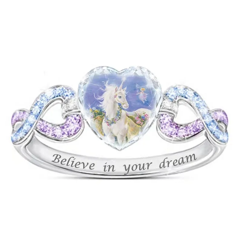 
copper wedding rings romantic jewllery European and American style Diamond Rose Ring heart gold ring 