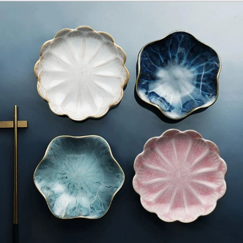 Cheap Originality Ceramics Plate Flower Shape Seasoning Dish Ceramics Tableware