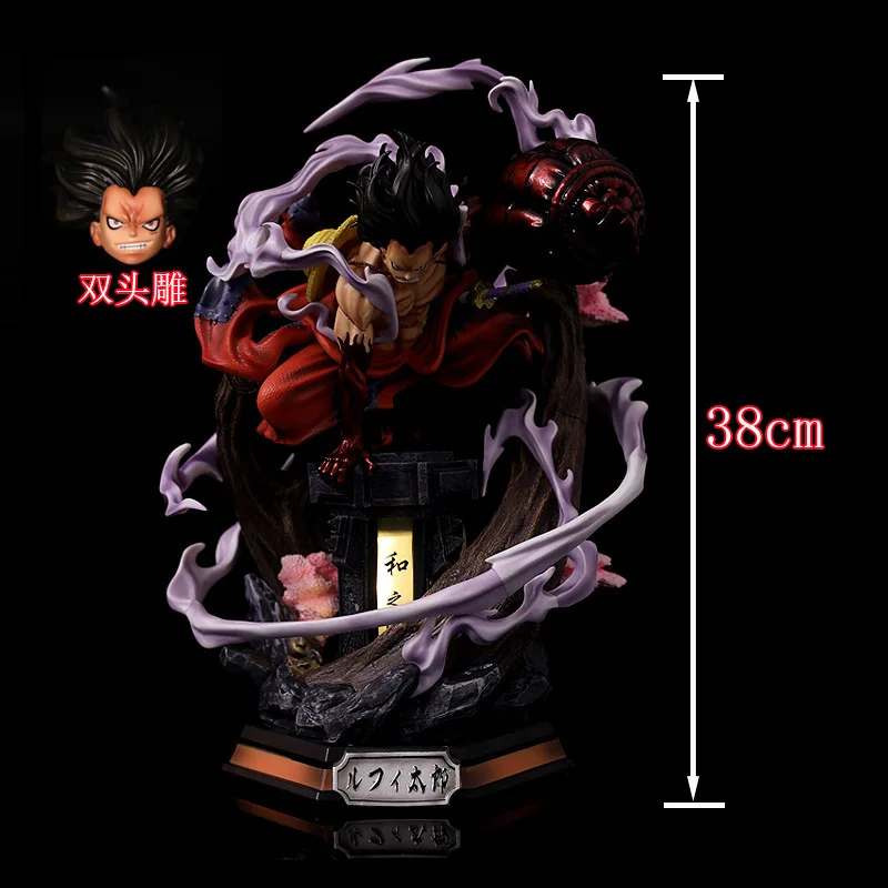38cm GK one pieces Two head Monkey D Luffy action figure nake Man Luffy figurine PVC model toy for gifts