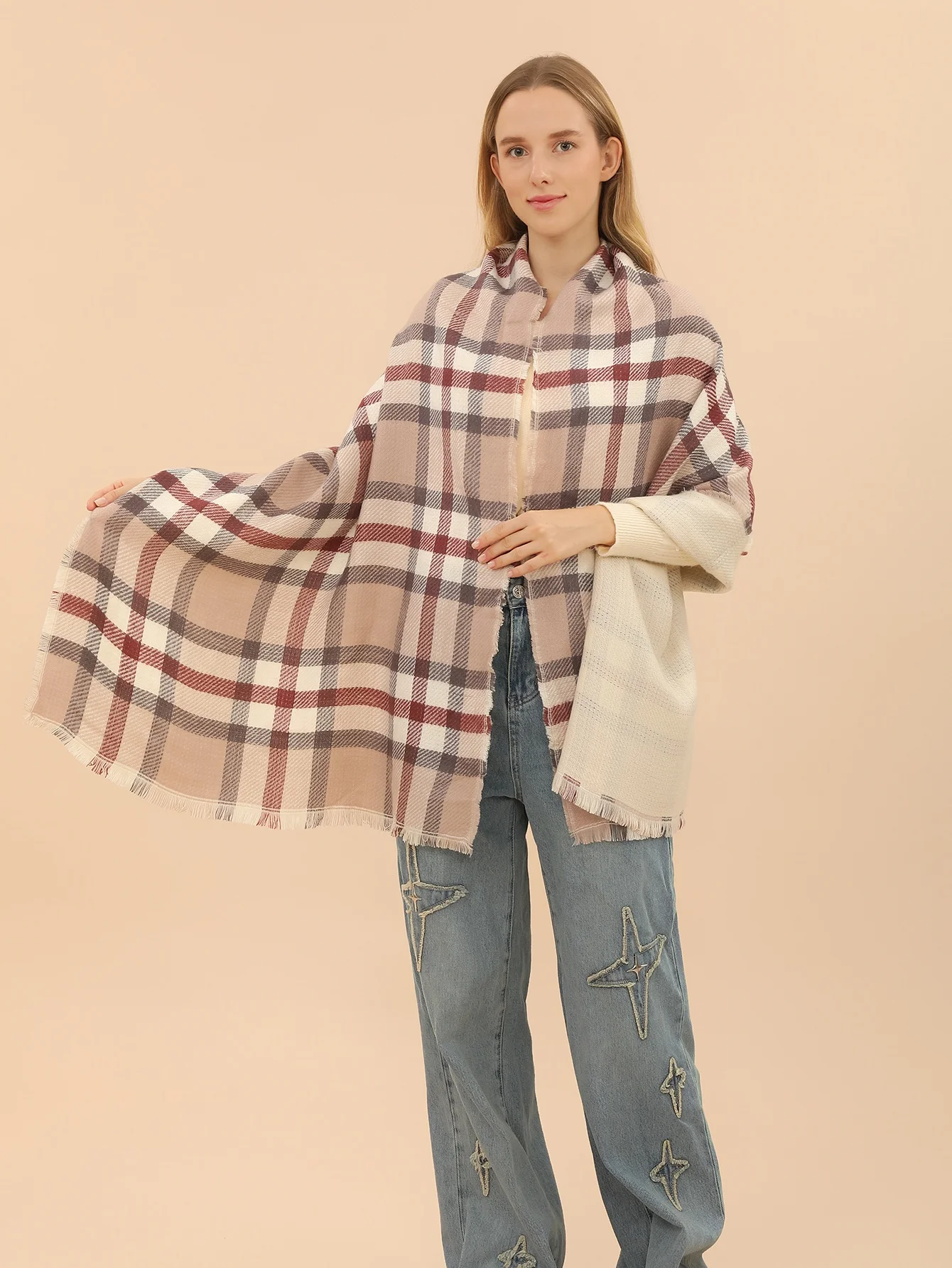 Fashion British Plaid Scarf Cashmere-like Warm Pashmina Thick Tartan Shawls For Ladies