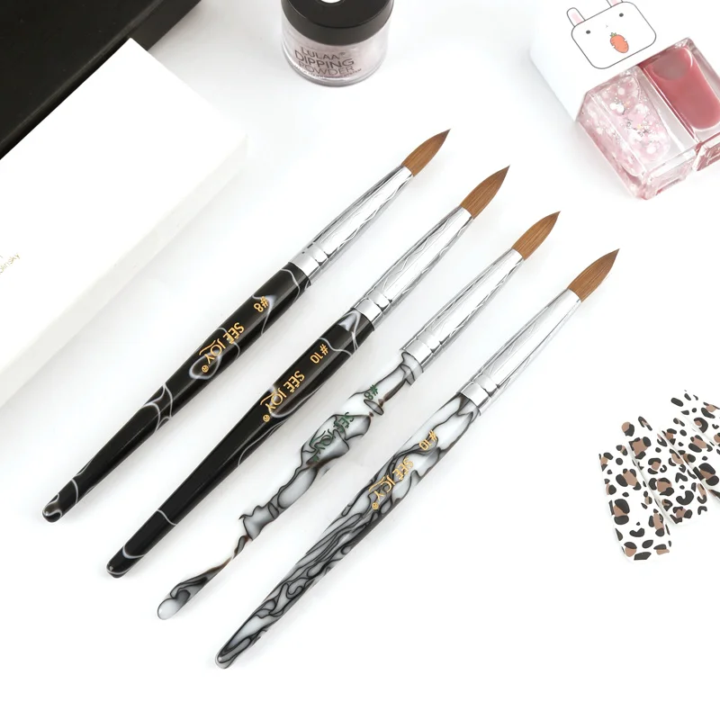 Кисть для дизайна ногтей чистые 100% Колонковые акриловые кисти разных размеров высокое качество 2022 новый стиль Мраморная