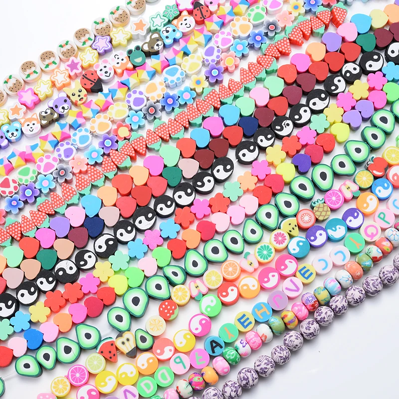 New 10mm DIY Jewelry Findings Clay Beads Fruits Heart Flower Beads Polymer Clay Beads For DIY Jewelry Making Bracelet Necklace
