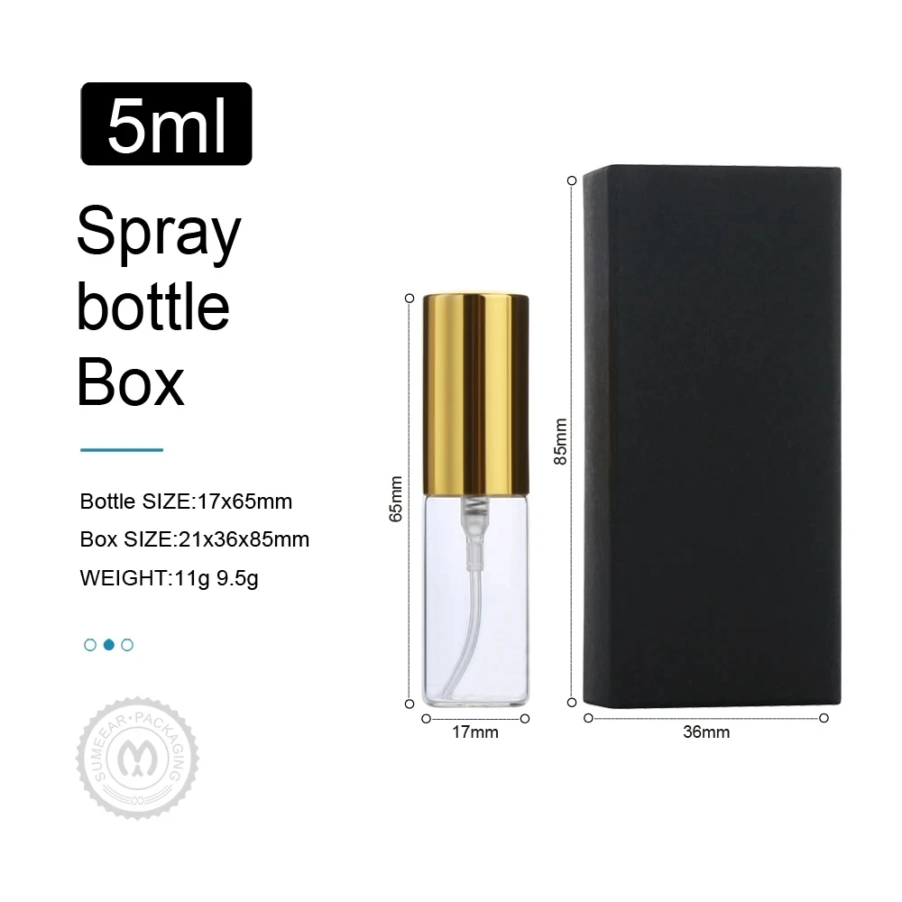 Wholesale 3ml 5ml 10ml Mini Round Refillable Glass Vials Sample With Atomizer Empty Spray Perfume Bottle With Customized Box
