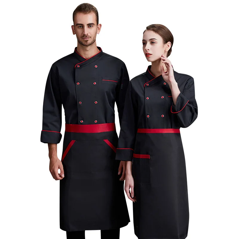 China factory OEM ODM culinary kitchen wear stand collar chef attire coat chef jacket men black
