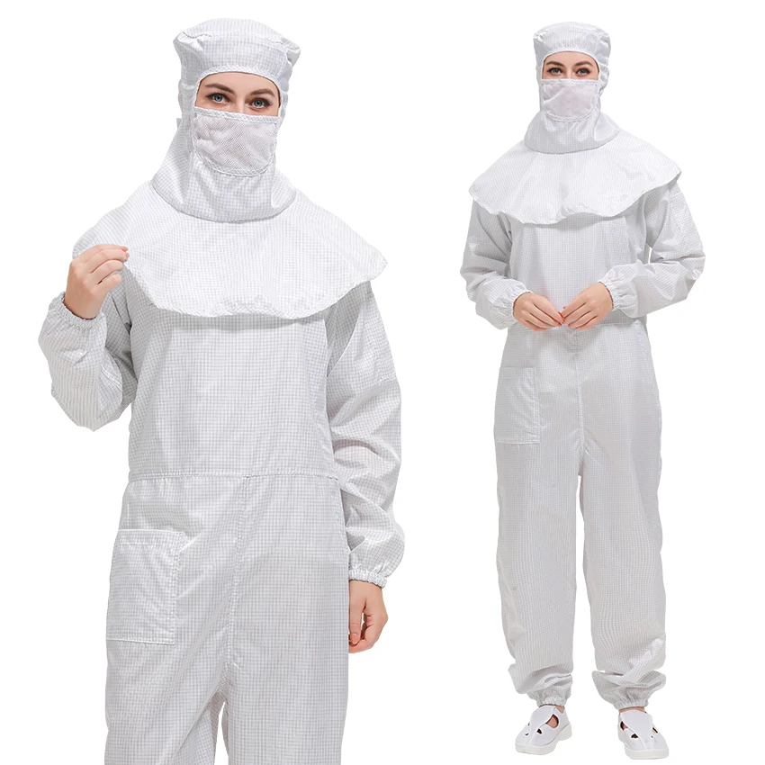 Grid Fabric Reusable ESD Coveralls ESD Garment Cleanroom Suit Dust Free Clothes for Industrial Cleaning