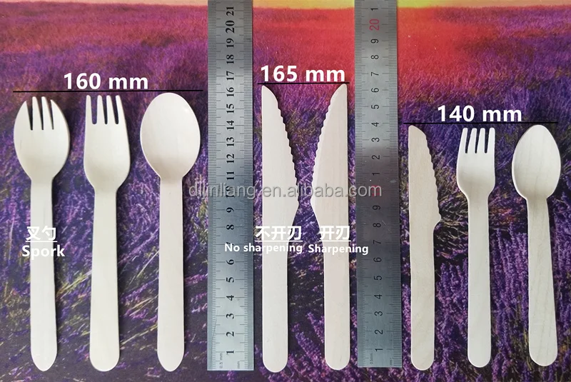 Wooden Compostable Utensils Set Sturdy Wood Disposable Cutlery Biodegradable Utensils for Party Free From Plastic Cutlery Set