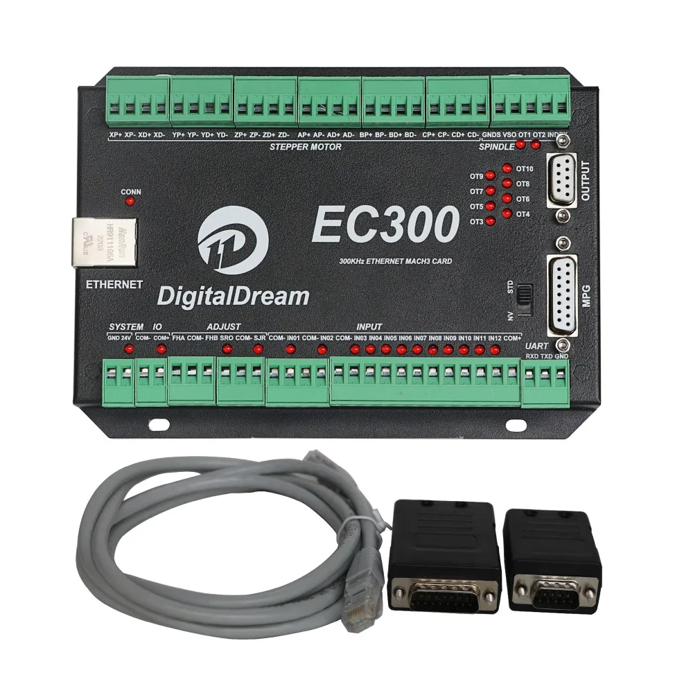 Mach3 Ethernet Control Card EC300 CNC Router 6 Axis CNC Controller 300Khz Breakout Board for DIY Milling Machine