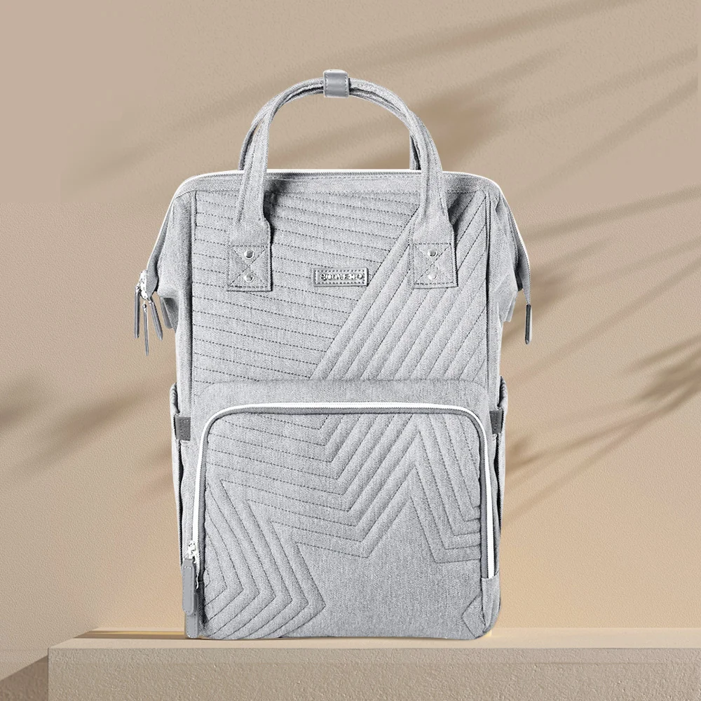 Стеганая сумка для подгузников Sunveno, большая дорожная сумка для мам для ухода за детьми, рюкзак для детской коляски