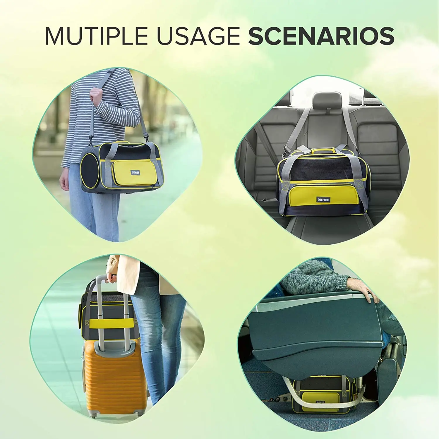 
Soft Pet Carrier for Small Medium Cats Dogs Puppies with Big Space Airline Approved Escape-Proof Breathable Leak-Proof, 