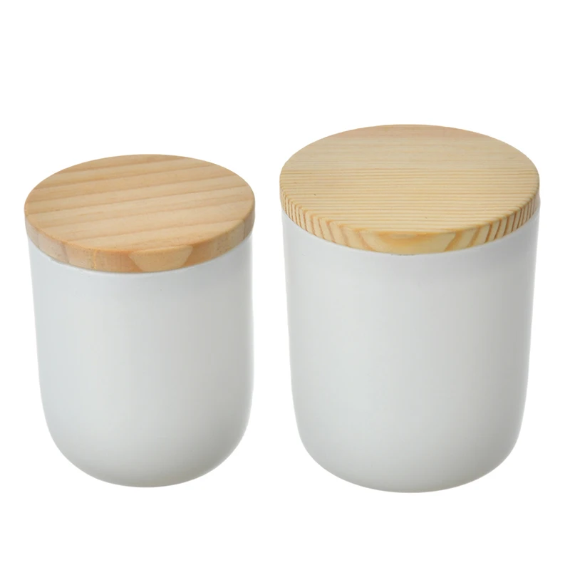 200 300ml 7 oz. 10 oz. zinc alloy round lid Frosted white scented wax glass candle jar