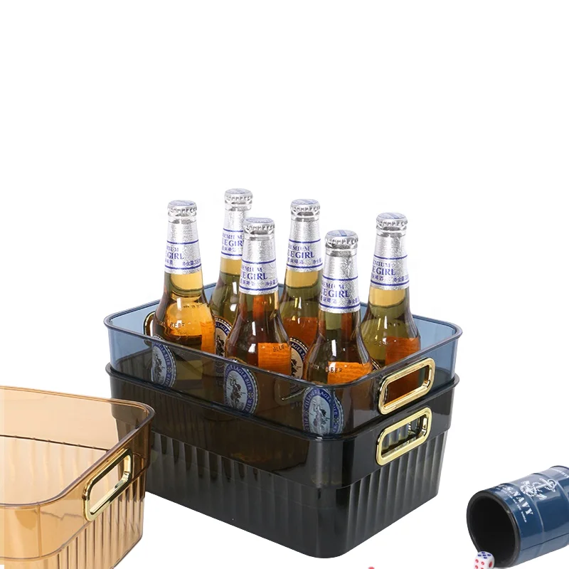 Wholesale transparent rectangular with handle multicolor hotel plastic pp ice buckets club for parties