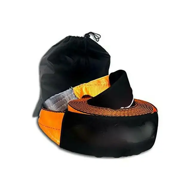 Kinetic Energy Recovery Rope Vehicle Tow Rope With Reinforced Loops Protective Sleeve