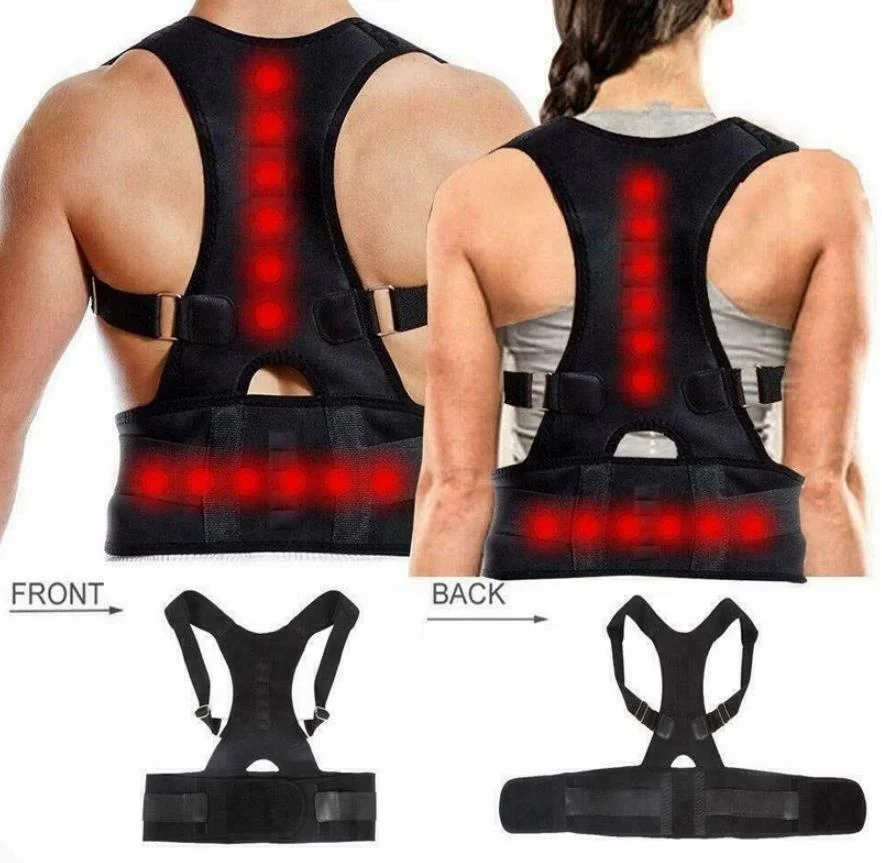 Medical-Grade Adjustable Magnetic Posture Support Back Brace Relieves Neck, Back and Spine Pain