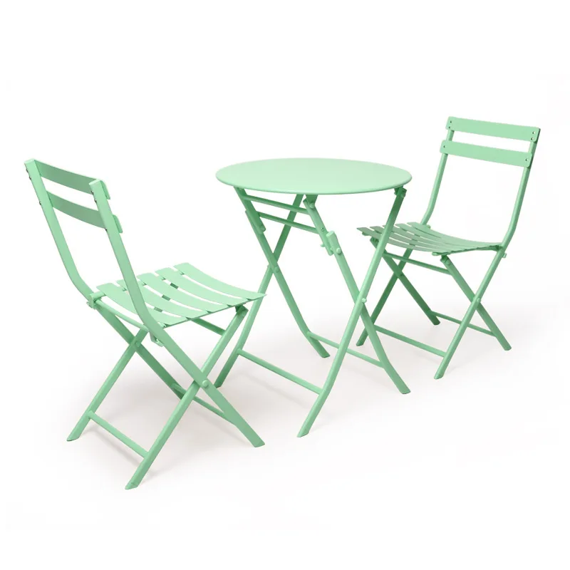 Outdoor Leisure Iron Table and Chair Combination Street Coffee Shop Modern Simple Outdoor Balcony Folding Chair Three Piece Set