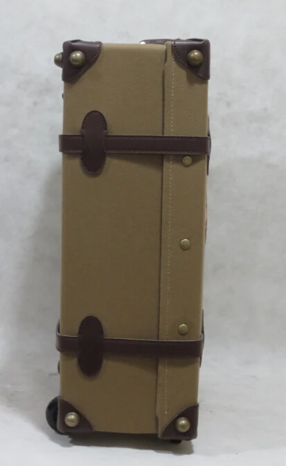 New design canvas material vintage style rolling luggage set bagage trolley luggage case