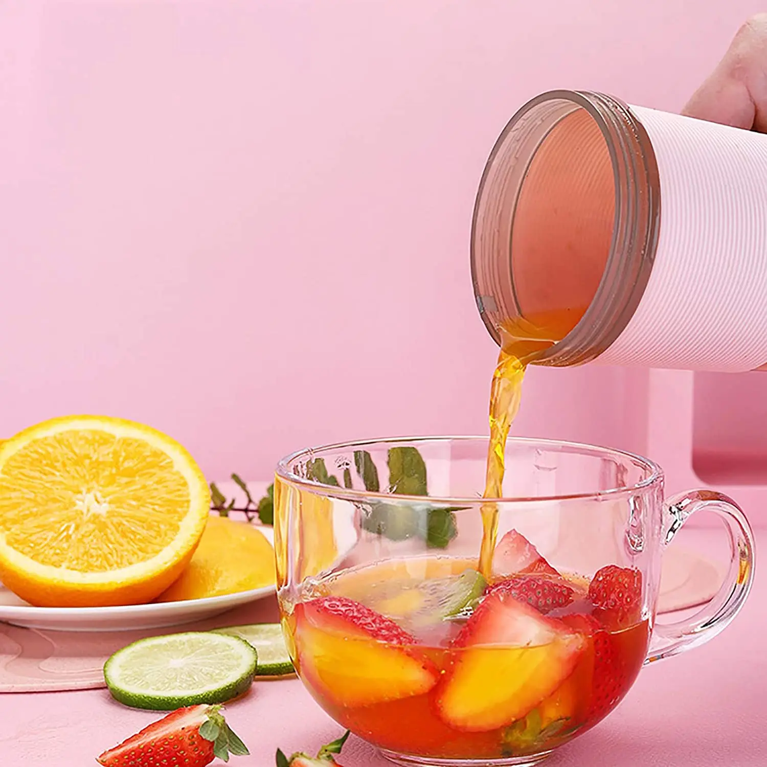 USB Rechargeable Portable Juicer Mini Household Blender Stainless Steel Plastic Blades Glass Housing Electric Fruit Mixer RV Use