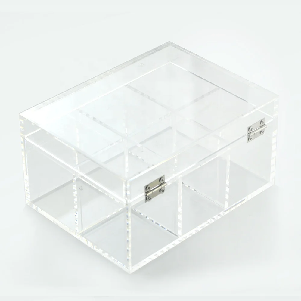Small Cube Display Case with Lid Multi-Purpose Square Container for Staples Highlighters Adhesive Tape Paper Clips Acrylic Box