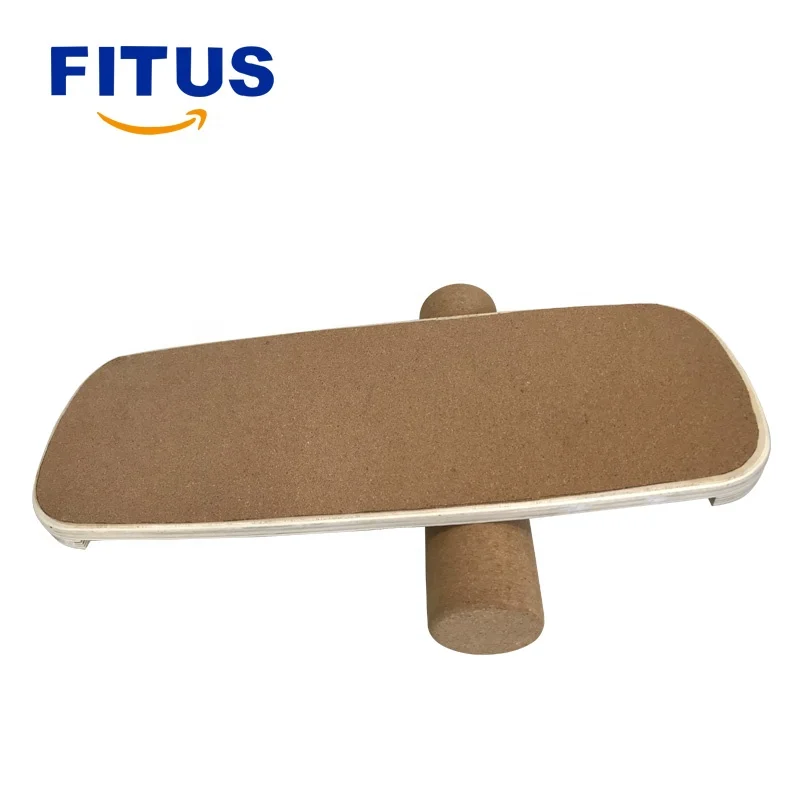 
FITUS New Design Wooden Balance Board With Cork Surface and Solid Cork Roller 
