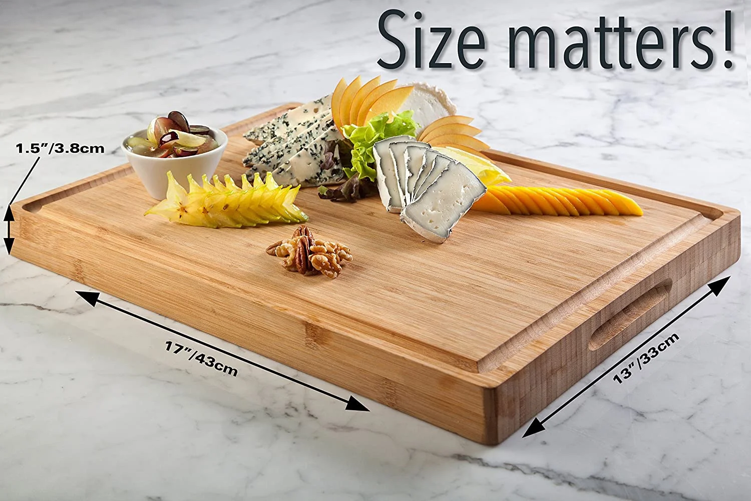 Bamboo Chopping Boards for Kitchen with Deep Juice Groove Organic Acacia Butcher Block for Meat and Vegetable