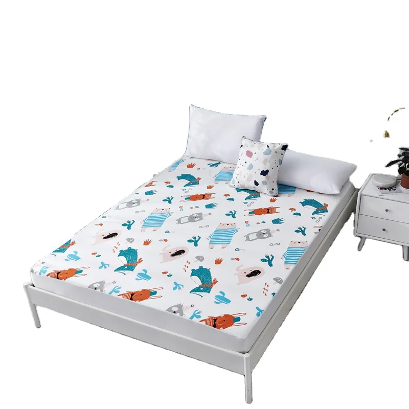 Manufacturers wholesale high quality soft cartoon printed home 100% cotton children waterproof fitted sheet bed mattress cover (1600171823673)