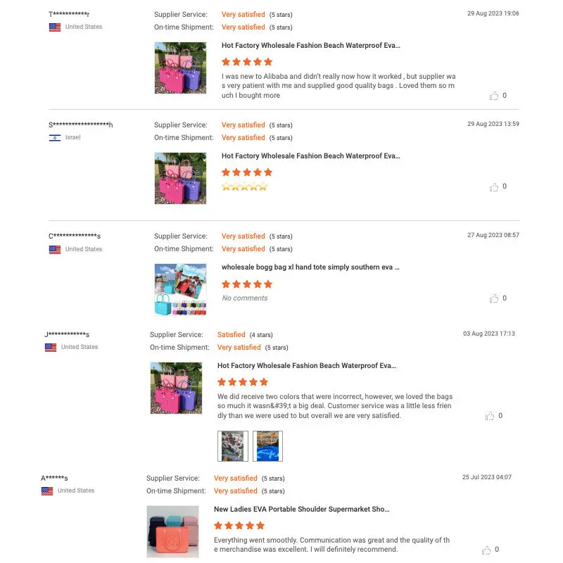 Wholesale Customized EVA Bag Durable Eco-Friendly Material Waterproof Easy-to-clean Shopping Tote Bag Bogg Bag Accessories