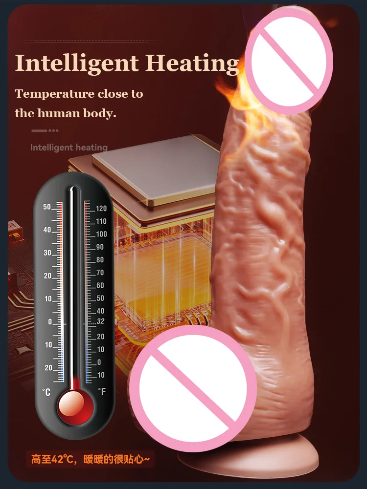 Real Skin Texture Realistic Dildo Remote Control Automatic Telescopic Swing Smart Heating Dildo Vibrator for Women 8 Inch