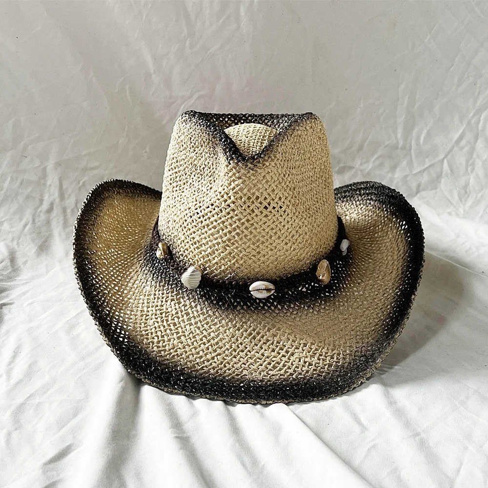 straw cowboy hats lifeguard straw hat Beach hat with chin strong cow head band sunhat