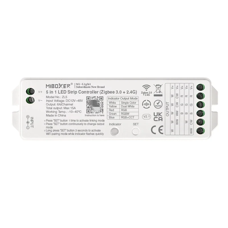 WL5 2.4G 5 IN 1 WiFi LED Controller For Single color CCT RGB RGBW RGB+CCT Led Strip APP/TUYA /Third Party Voice Control
