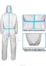 Disposable Medical Suit &  SMS 50 Type 56 40Gsm Coverall for Man  Reflective White Disposable Coverall Overalls