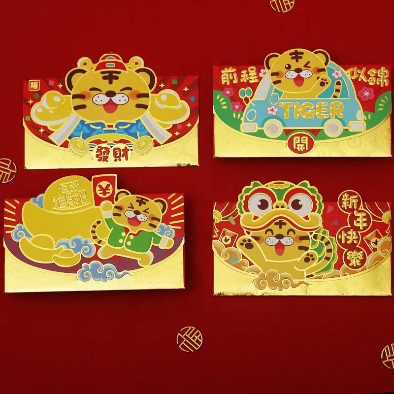 Wholesale Chinese New Year 2022 Cartoon Red Packets Envelope Traditional Hongbao for kids