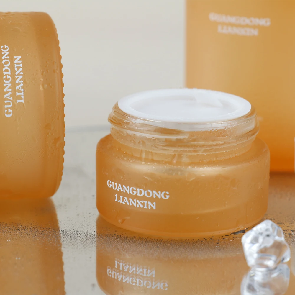100g Empty Cosmetic Eye Cream Jar 50ml Color Frosted Cosmetics Glass Skin Care Cream Gold Lid Jar