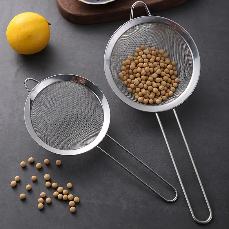 Set Of 3  Fine Mesh Stainless Steel Milk Oil Strainer Set stainless steel mesh oil skimmer frying strainer colanders strainers