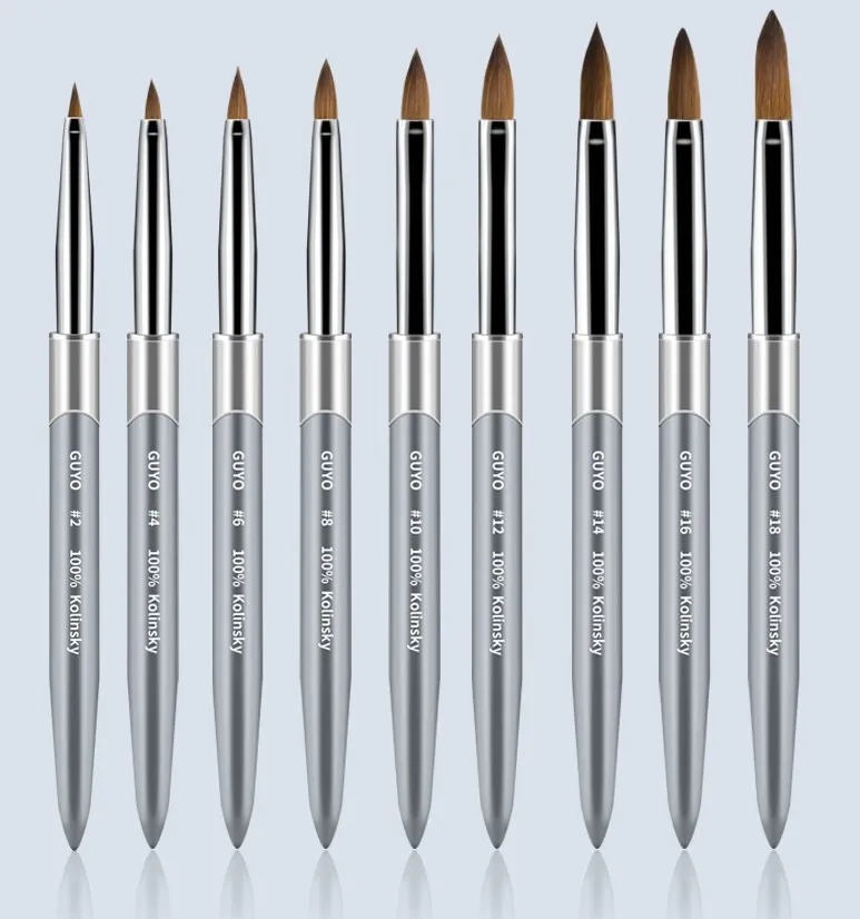 Hottest Private label  Nail art Painting Brushes luxury 100% Pure kolinsky brushes