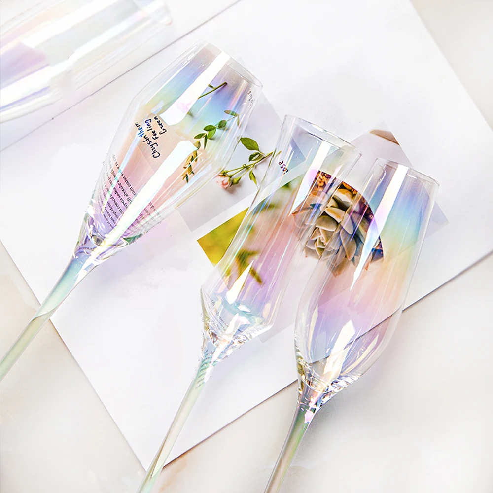 Wholesale Hand Blown Luxury Colorful Glass Champagne Flutes Wedding Party Champagne Glasses