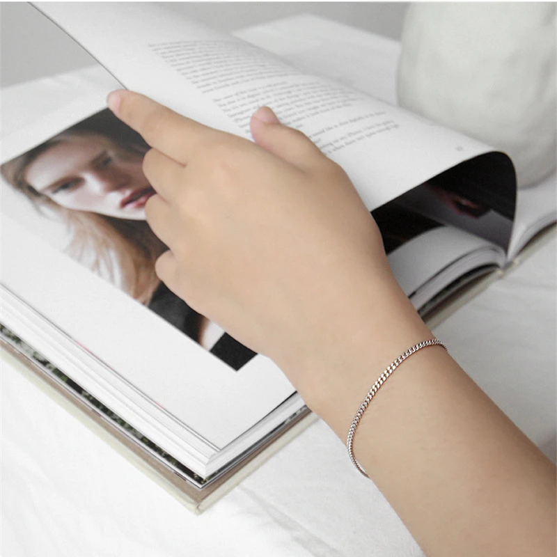 sterling silver 925 fine jewelry bracelet minority fashion design chic style side chain bracelet