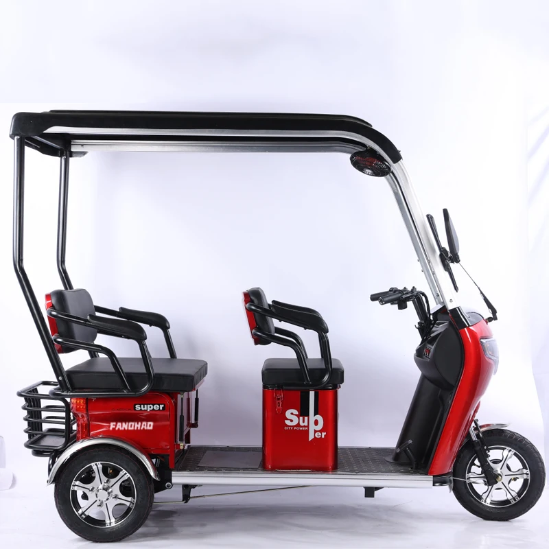 Canopy Electric Tricycle China Electric Vehicle Factory Customized Export 800W60V 72V Electric Tricycle for Adult Passengers