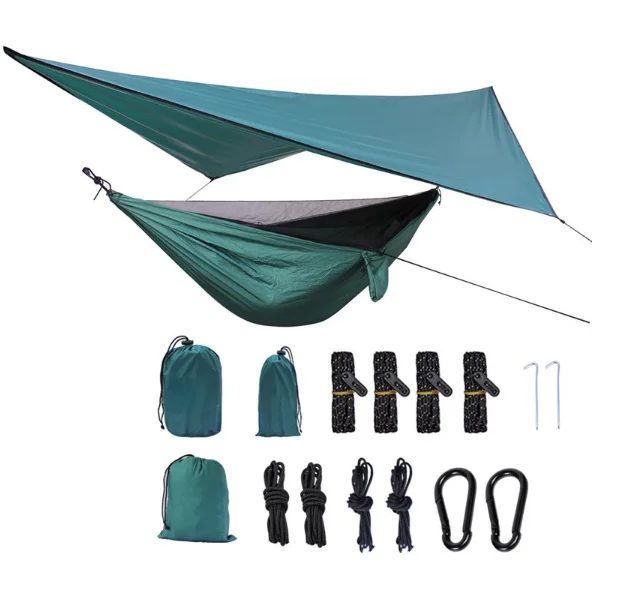 Портативный гамак для деревьев с москитной сеткой и дождевой мушкой фирменная торговая марка дорожный кемпинг развлекательный