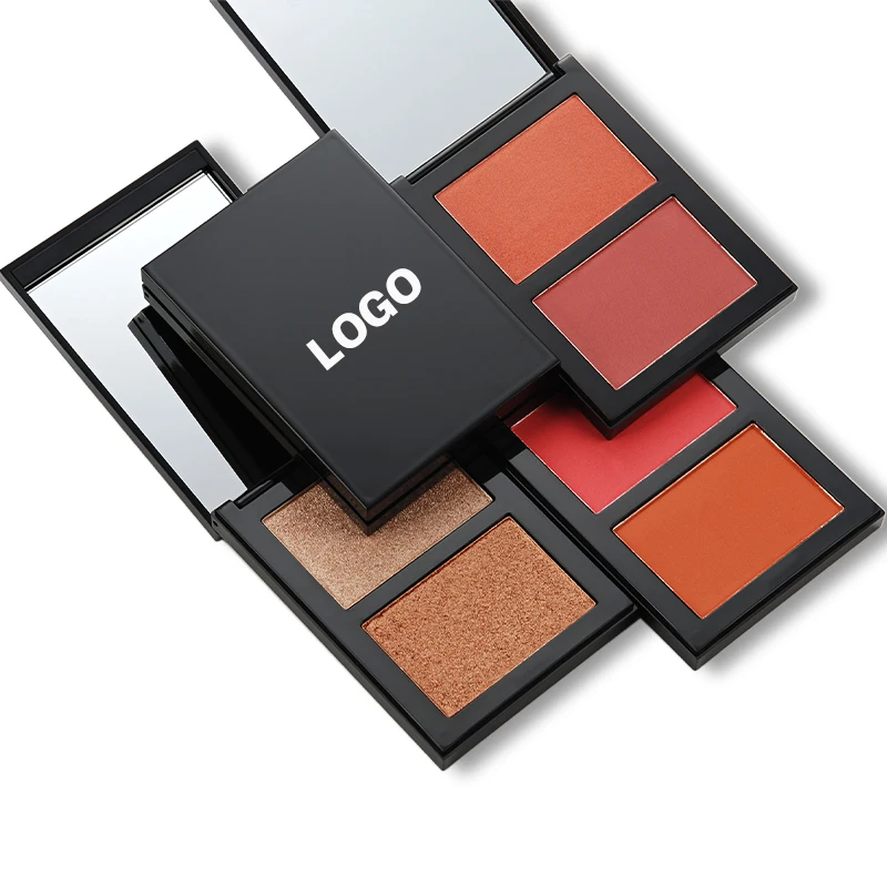 Private Label Glow 2 in 1 Blusher Makeup Powder Cream Blush Highlighter Blush Contour Palette Makeup Powder Contour Palette