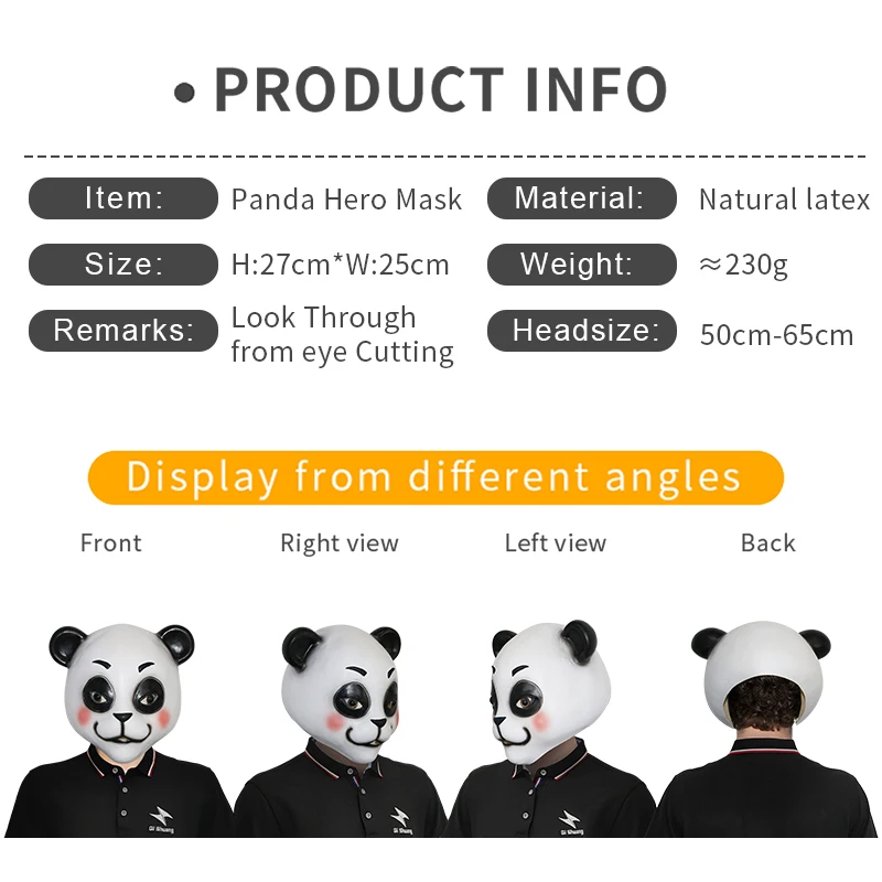 Custom Realistic Animal Full Head Mask Halloween Cosplay Panda Hero Mask Latex Cute Customizable Animal Mask