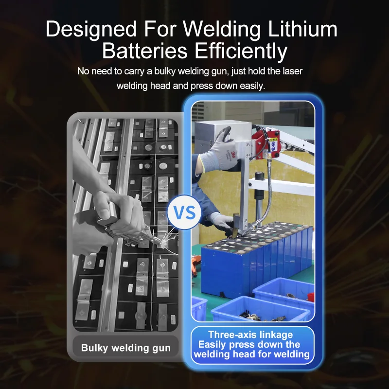 1500W Handheld Downward Pressure Type Cantilever Laser Welding Machine For Lithium Battery Packing Battery Welder