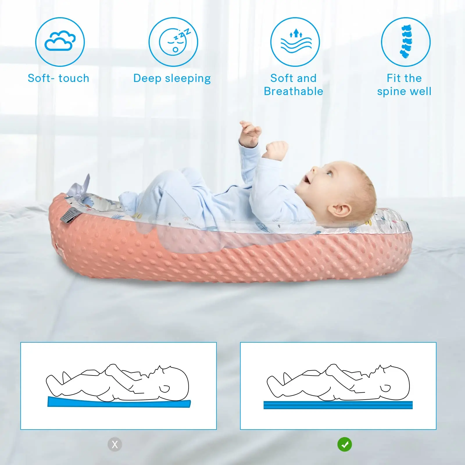 Newborn Gift baby Nest 100% Cotton Infant Lounger Baby Sleeping Bassinet Snuggle Baby Nest Bed
