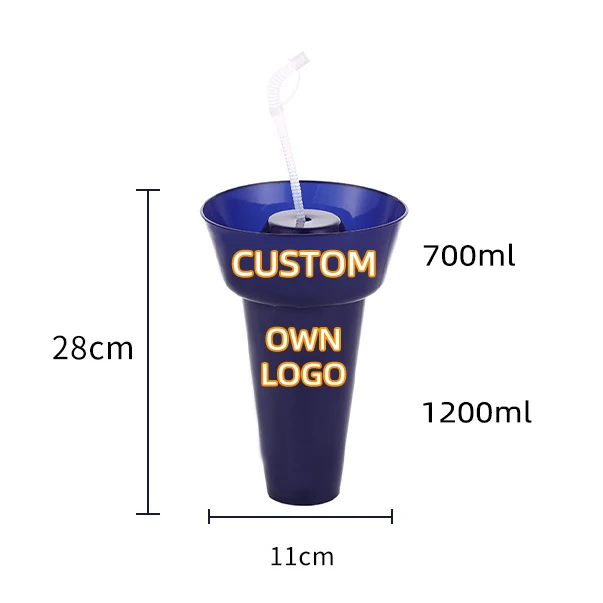 Food grade Custom Logo display hot selling 2 In 1 snack popcorn cups plastic snack drink popcorn plastic cup top with snack tray