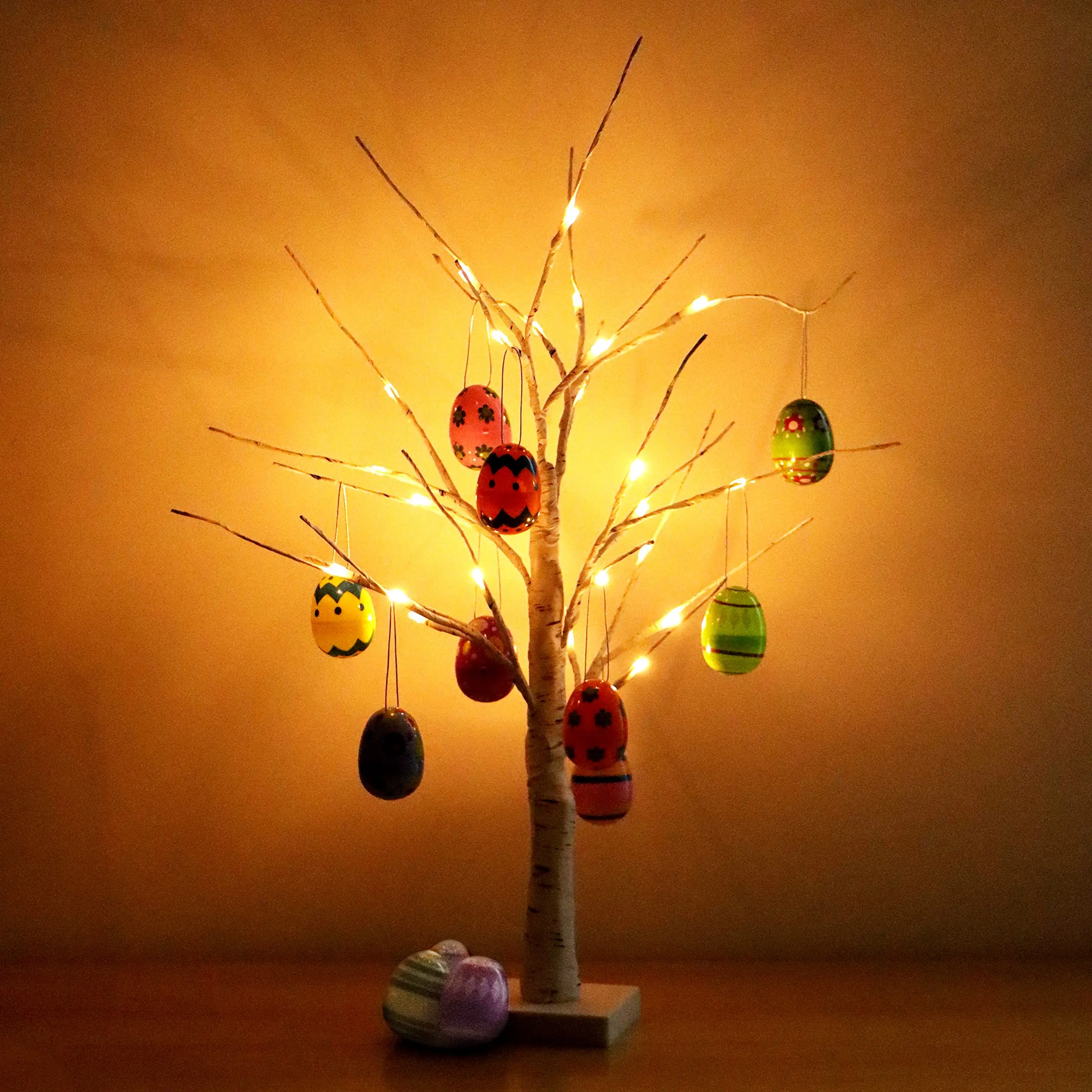 Easter Lighted Birch Tree Decorations Hanging Easter Eggs for Party Festival Wedding Holiday Home Decor