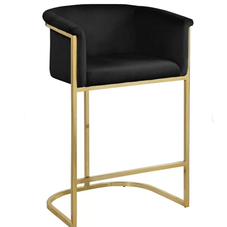 Modern factory hot selling high back gold frame metal counter bar stool, bar chair