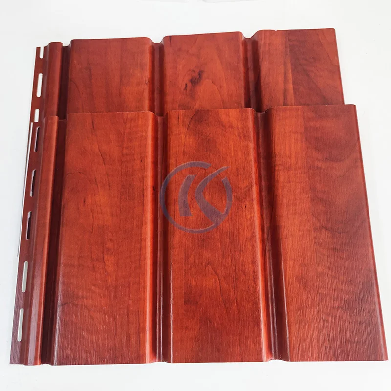 Custom 12inch Waterproof Exterior Air Ventilation Wooden Film Laminated PVC Vinyl Plain Soffit Ceiling Panel Board For Roof Eave