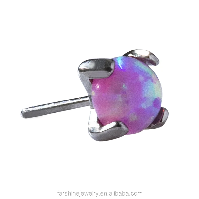 Giometal ASTM F136 титановый пирсинг оптовая продажа набор из четырех зубьев Опаловый наконечник крепежные винтовые Украшения для тела