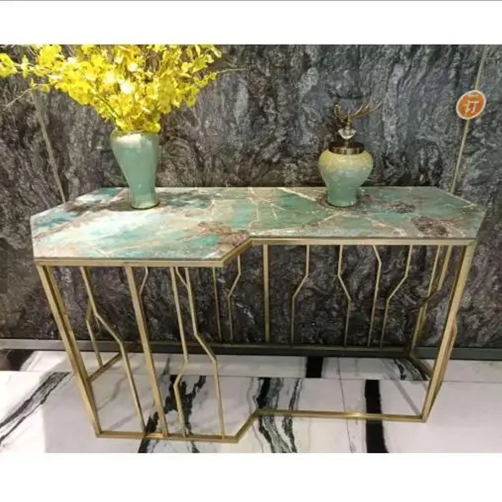 Luxury Brazil Green Natural Marble Top  For Dining Room Rectangular Dining Table